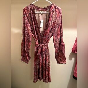 Christmas Paisley-like Print in Merlot, Women's Midi Dress